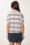 Çizgili Pamuklu Örme T-shirt GRİ LCR0077