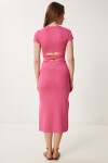 Cut Out Detaylı Esnek Saran Örme Elbise PEMBE LCR0080