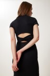 Cut Out Detaylı Esnek Saran Örme Elbise SİYAH LCR0080