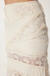 Dantelli Midi Örme Etek KREM LCR0075