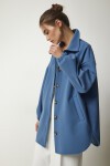 Düğmeli Cepli Oversize Gömlek Ceket İNDİGO MAVİ LDD0079