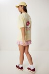 Kabartma Baskılı Örme T-shirt SARI LCR0067