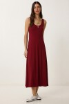 Kolsuz Basic Yazlık Örme Elbise BORDO LCR0057