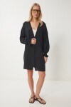 Kolu Büzgülü Krinkıl Kimono SİYAH LDD0069