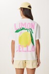 Limon Baskılı Pamuklu Örme T-shirt BEYAZ LCR0083
