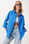 Oversize Basic Gömlek CANLI MAVİ LDD0003