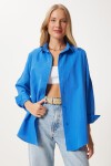 Oversize Basic Gömlek CANLI MAVİ LDD0003