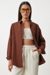 Oversize Basic Gömlek ÇİKOLATA LDD0003
