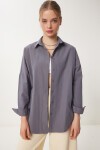 Oversize Basic Gömlek FÜME LDD0003