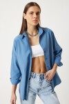 Oversize Basic Gömlek İNDİGO MAVİ LDD0003