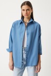 Oversize Basic Gömlek İNDİGO MAVİ LDD0003