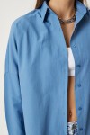 Oversize Basic Gömlek İNDİGO MAVİ LDD0003