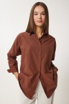 Oversize Basic Gömlek KAHVERENGİ LDD0003