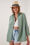 Oversize Basic Gömlek KOYU ÇAĞLA YEŞİLİ LDD0003
