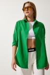 Oversize Basic Gömlek KOYU YEŞİL LDD0003