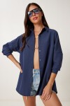 Oversize Basic Gömlek LACİVERT LDD0003