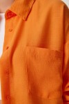 Oversize Basic Keten Ayrobin Gömlek ORANJ LDD0009