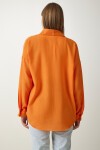 Oversize Basic Keten Ayrobin Gömlek ORANJ LDD0009