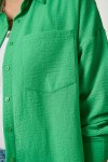 Oversize Basic Keten Ayrobin Gömlek YEŞİL LDD0009