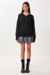 Oversize V Yaka Yumuşak Triko Kazak SİYAH LCI0056