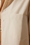 Tek Cepli Boyfriend Poplin Gömlek LATTE LCY0001