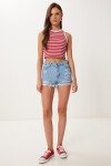 Yırtık Mini Denim Şort AÇIK MAVİ LCR0085