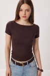 2’li Paket Kayık Yaka Basic Örme Bluz KAHVERENGİ KEMİK LDZ0064