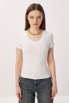 2’li Paket V Yaka Basic Örme T-shirt KAHVERENGİ KEMİK LDZ0068