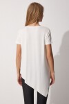 Asimetrik Örme T-shirt BEYAZ LEN0005