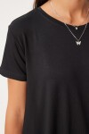 Asimetrik Örme T-shirt SİYAH LEN0005