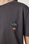 Ayıcık İşlemeli Pamuklu Örme T-shirt ANTRASİT LCR0029
