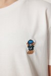 Ayıcık İşlemeli Pamuklu Örme T-shirt EKRU LCR0029