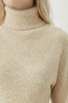 Balıkçı Yaka Asimetrik Oversize Triko Kazak KREM LDP0089