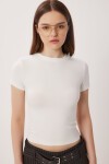 Bisiklet Yaka Basic Örme T-shirt KEMİK LDZ0067