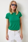 Bisiklet Yaka Kısa Kollu Basic Sandy T-shirt KOYU YEŞİL LEN0002