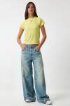 Bisiklet Yaka Kısa Kollu Basic Sandy T-shirt SARI LEN0002