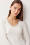 Dantelli Örme Bluz KEMİK LDZ0070