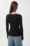 Dantelli Örme Bluz SİYAH LDZ0070