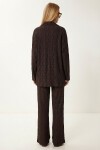 Dokulu Oversize Örme Kimono Takım KAHVERENGİ LBY0041