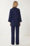 Dokulu Oversize Örme Kimono Takım LACİVERT LBY0041