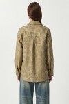 Dokulu Transparan Oversize Dokuma Gömlek ZEYTİN YEŞİLİ LCI0066