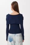 Fiyonk Detaylı Örme Bluz LACİVERT LFW0013