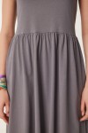 Halter Yaka Basic Yazlık Örme Elbise GRİ LCR0053