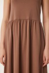 Halter Yaka Basic Yazlık Örme Elbise KAHVERENGİ LCR0053