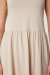 Halter Yaka Basic Yazlık Örme Elbise KREM LCR0053