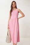 Halter Yaka Basic Yazlık Örme Elbise PEMBE LCR0053