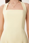Halter Yaka Midi Dokuma Elbise SARI LFK0005