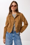 Kapaklı Cepli Süet Ceket CAMEL LDP0081
