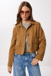 Kapaklı Cepli Süet Ceket CAMEL LDP0081
