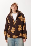 Kapüşonlu Ayıcıklı Oversize Polar Sweatshirt KAHVERENGİ LCI0065
